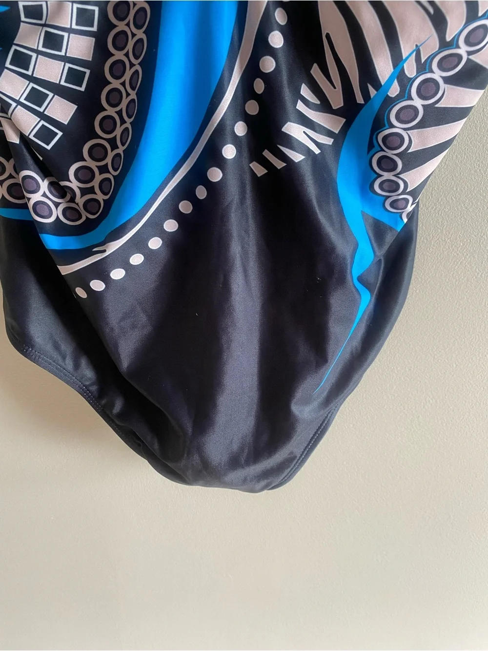 Sleek Blue & Black Patterned One-Piece Swimsuit‎